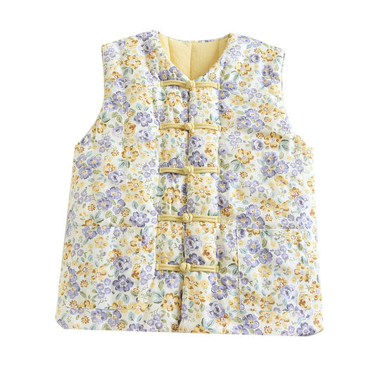 M2秋冬棉花中式马甲女中国风复古马夹修身 文艺范坎肩背心HLY 商品图4