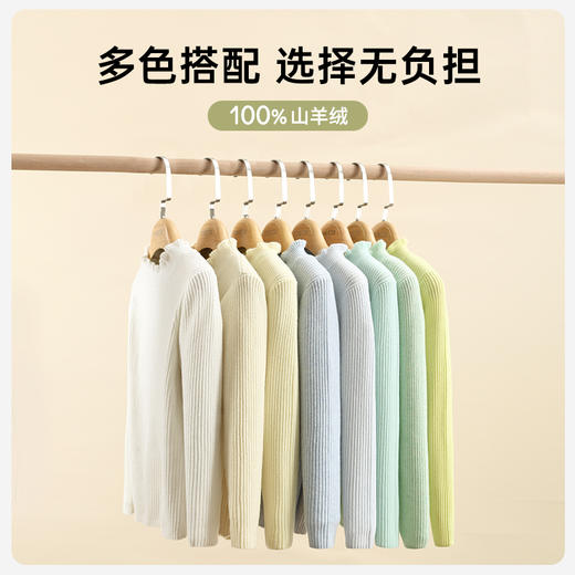 儿童100%羊绒衫女童毛衣粉色半高领秋冬花边领中大童打底衫针织衫 商品图4