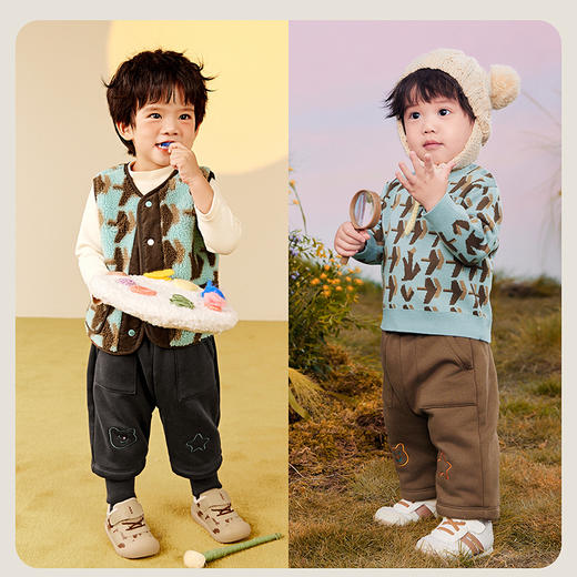 【蹦蹦裤】迷你巴拉男女童冬新品抑菌长裤假两件裤子 商品图2