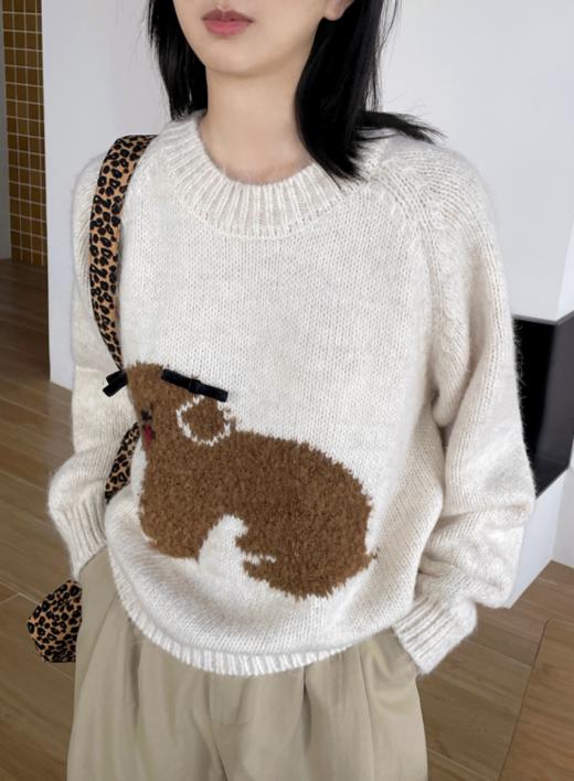 🌟【小野日记 Yono's Diary可爱小狗慵懒秋冬软糯羊毛衫XY-F-15111款】❤️！！这款可爱小狗~慵懒☀️gao级宽松毛衣秋冬软糯羊毛衫，🌵羊毛混纺，保暖又轻盈舒适，💖上身无负担。 商品图2