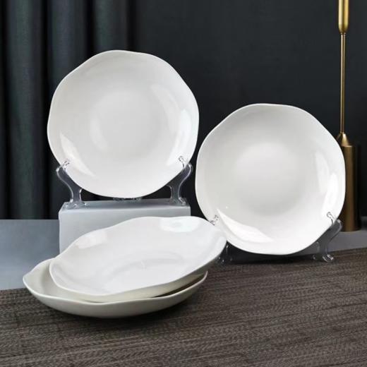 【孟垣中式新骨瓷纯白荷叶盘🥣】 出口级品质❗FDA认证❗宜JIA代工厂出品❗宜JIA同款售价💰9.9元/个❗ 💰39.9元六个中式新骨瓷纯白荷叶盘😎 商品图2