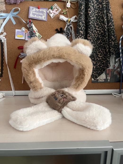 【YW】无忧购39元2件儿童冬季帽子围巾一体加厚保暖毛绒防风护耳帽（截单后7天发货) 商品图7