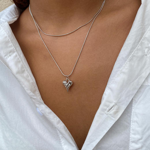 LHWINDSOR 原创设计双层蛇骨融心项链浪漫主义爱心金银色 商品图6