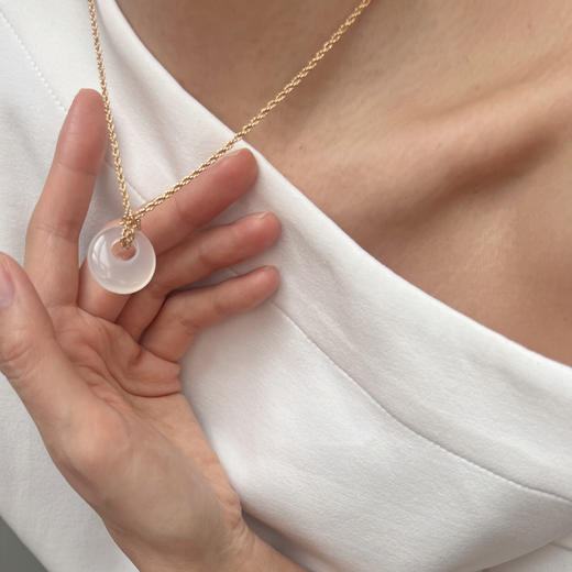 LHWINDSOR  原创设计新中式风白玛瑙月光系列项链耳环套装 商品图6