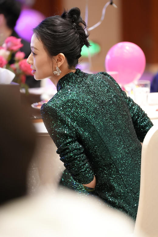 西子/酿绿藏光解构不规则亮片气质长款礼服名媛连衣裙/CQLL179 商品图4