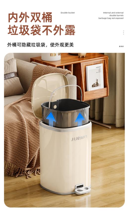 高品质 🌟【家居必备】大容量脚踩式垃圾桶🔥打造整洁家居🗑️大放价！简约线条，时尚色彩，😍轻松融入你的家居风格，而且可以容纳很多垃圾🔥 商品图2