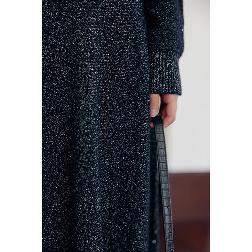 HeyDress珠片针织半身裙女冬季法式复古羊毛黑色a字优雅显瘦裙子 商品图2