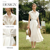 OLrain欧芮儿米白色连衣裙女春季2025年新款复古通勤连肩袖衬衫裙 商品缩略图2