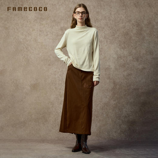 Famecoco范可儿双面磨毛显瘦保暖半高领打底衫FAC8BB001 商品图2