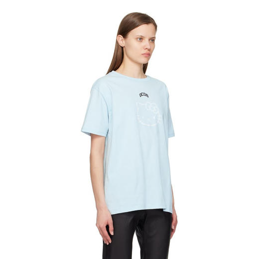 GCDS 男女同款 hellokitty 联名徽标印花棉质圆领短袖T恤 浅蓝色 A1CM2313JA370 商品图1