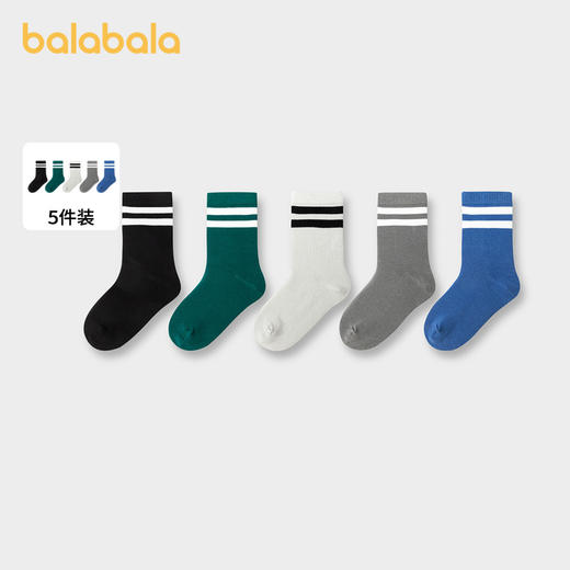 巴拉巴拉儿童袜子春季新款男童棉袜女童打底袜小中大童中筒五双装 商品图0