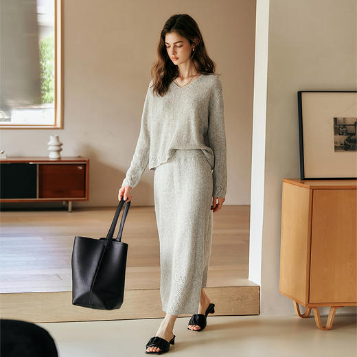 OLrain欧芮儿法式时尚套装女春季2025年新款灰色慵懒风两件套 商品图1