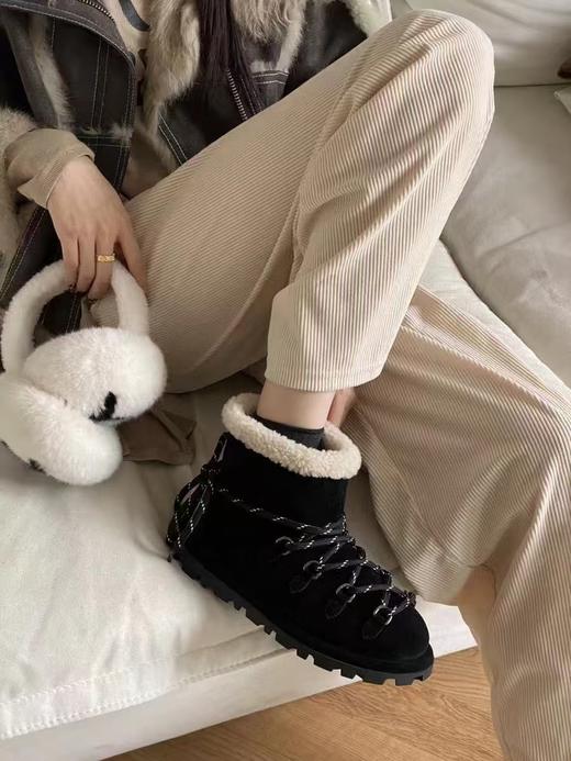 缪缪2024ss秋冬走秀款绑带羊毛小短靴雪地靴毛毛鞋（UX*HD） 商品图10