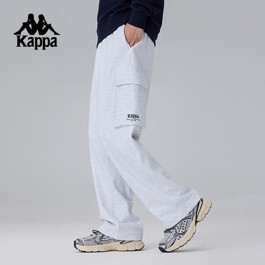 Kappa卡帕背靠背运动长裤男新款针织休闲裤松直筒工装裤弹力裤子K0F12AK02 商品图1