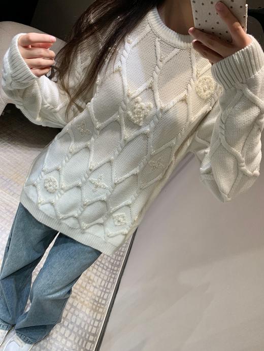 驴家24Fw秋冬新款绞花针织绵羊毛混纺套头衫（UY*DQJB) 商品图5