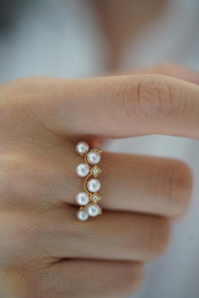 Akoya多珠戒指「花环款」