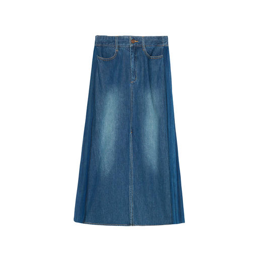 谜底牛仔拼接网纱半身裙2025春新品复古文艺宽松中长裙251MB0035 商品图4