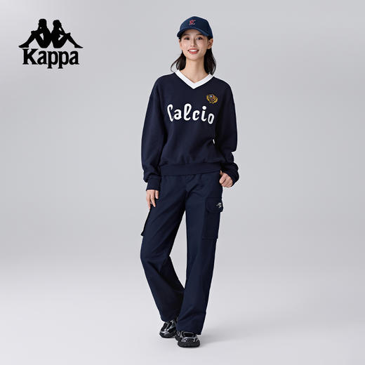 Kappa卡帕背靠背运动卫衣女2025新款复古针织套头衫宽松休闲上衣K0F22WT01 商品图4