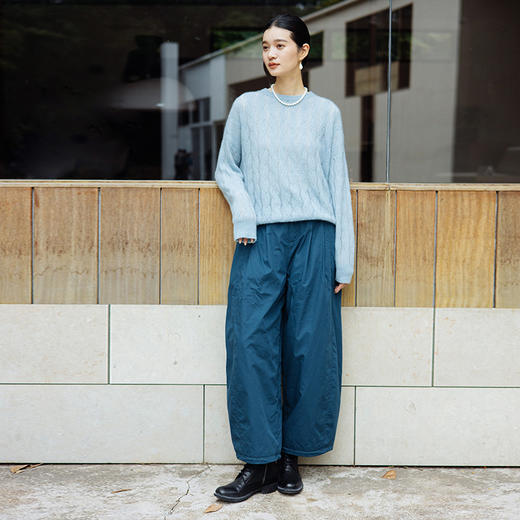 绽放旅行女装816朵/全棉轻薄压褶气球棉裤复古百搭绒毛感休闲裤 商品图2