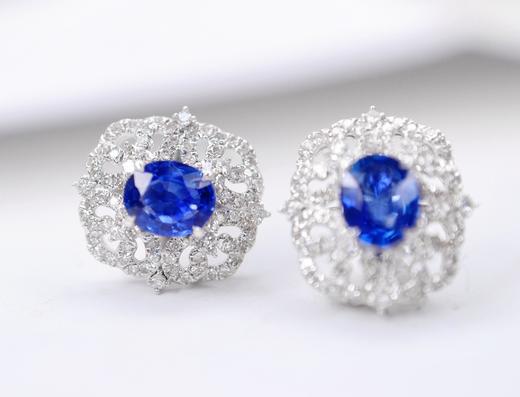 1.6ct刻面蓝宝石耳钉 商品图0