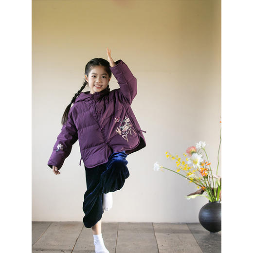 牧衣游原创 亲子装刺绣厚实棉短羽绒保暖蓬松连帽外套童装 童趣 商品图2