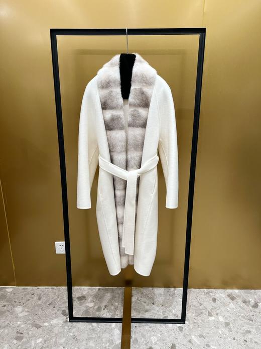 LP老钱风轻奢进口十字水貂领双面羊绒大衣（UY*XHD） 商品图12