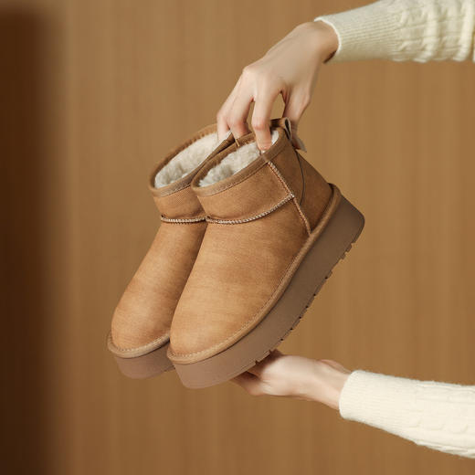 D：Fuse/迪芙斯百搭舒适保暖雪地靴女2024秋冬季新款厚底洋气短靴DF441189AM 商品图6