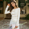 OLrain欧芮儿杏白色针织衫女冬季2024年新款法式不规则长袖上衣 商品缩略图3