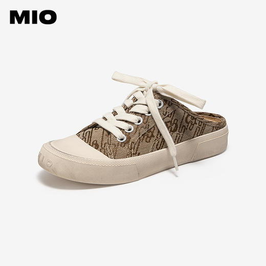 MIO米奥做旧帆布鞋拖鞋春季新款脏脏凉鞋休闲圆头一脚蹬女鞋M252251305 商品图0