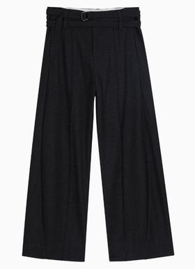 Simple Project/K24226/弧形双腰带中缝线毛呢西裤