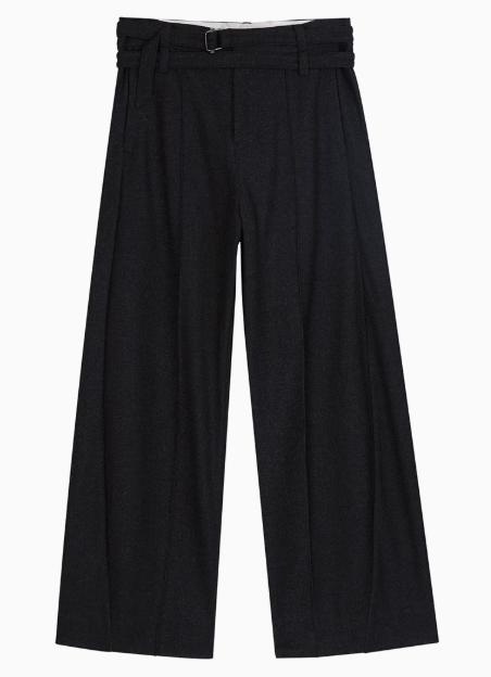 Simple Project/K24226/弧形双腰带中缝线毛呢西裤 商品图0