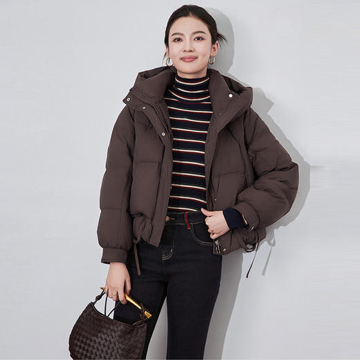 【高货wl】全新升级【铂金会员569/天猫769/差价200】(15132)洛诗琳白鸭绒短款面包服休闲通勤连帽外套冬款羽绒服女 商品图2