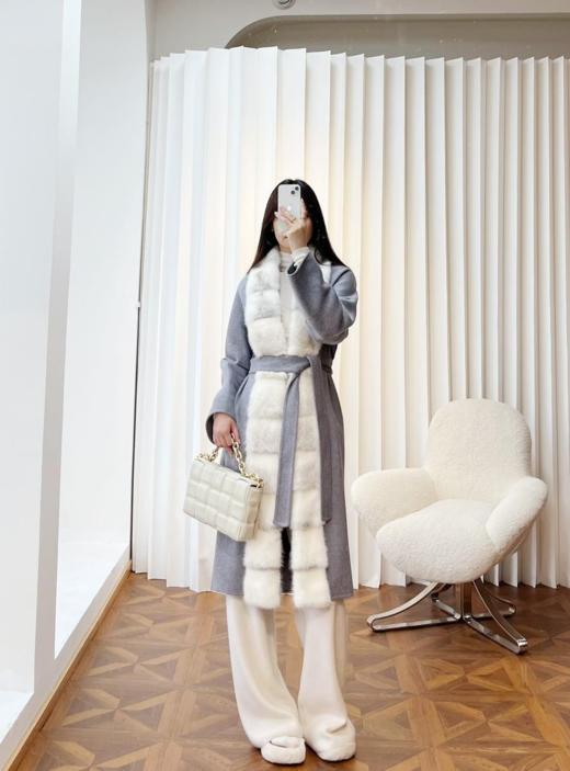 LP老钱风轻奢进口十字水貂领双面羊绒大衣（UY*XHD） 商品图10