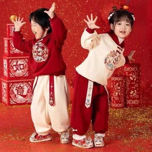新年儿童拜年服套装男女童秋冬汉服新年服宝宝唐装过年红色卫衣两件套90-150 商品图4