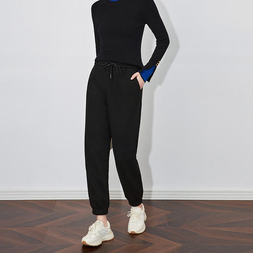 【高货wl】全新升级【铂金会员220/天猫299/差价79】(25903)洛诗琳法式时髦运动修身松紧腰宽松显瘦哈伦裤束脚休闲裤 商品图3