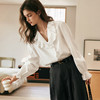 OLrain欧芮儿法式蕾丝衬衫女冬季2024年新款气质通勤木耳边领衬衣 商品缩略图1