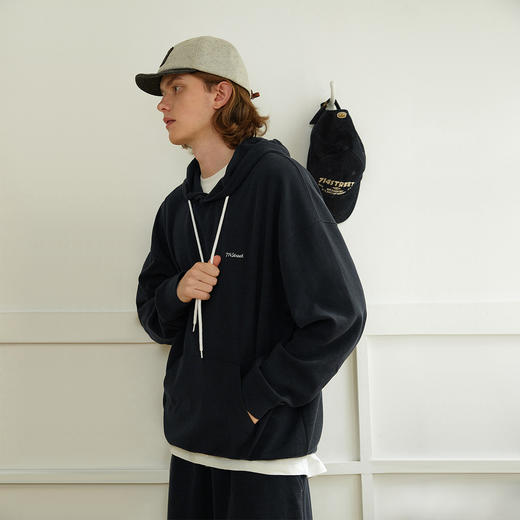 714street华夫格连帽卫衣男2025春季新款情侣装宽松美式休闲帽衫 商品图1