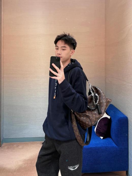 驴家24Fw秋冬新款胸口烫钻花绳印花连帽卫衣男女同款（U） 商品图1