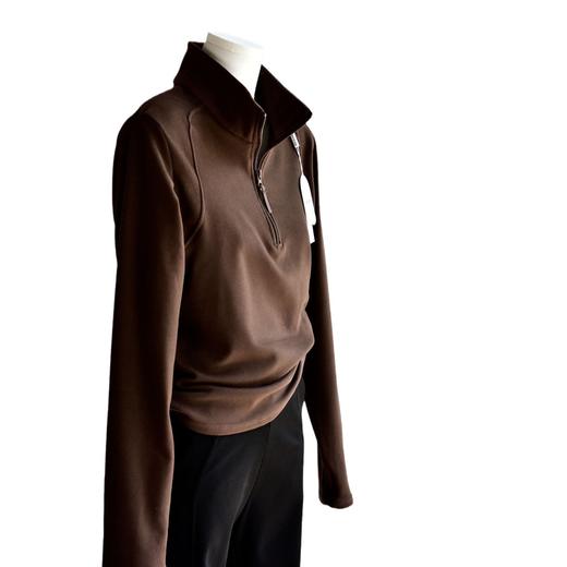 丁摩 【慕斯拉链衫】秋冬女装新立领拉链防风慕斯长袖T恤保暖打底绒衫4ZF-192 商品图4