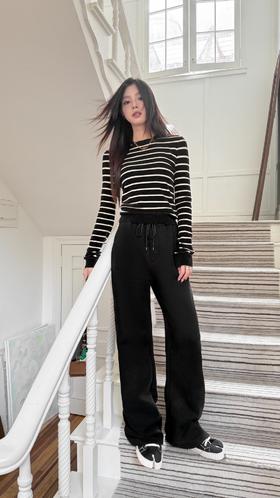 圣罗兰2024秋冬新款黑色运动裤真的一眼爱很高级的质感（UY*NICE)