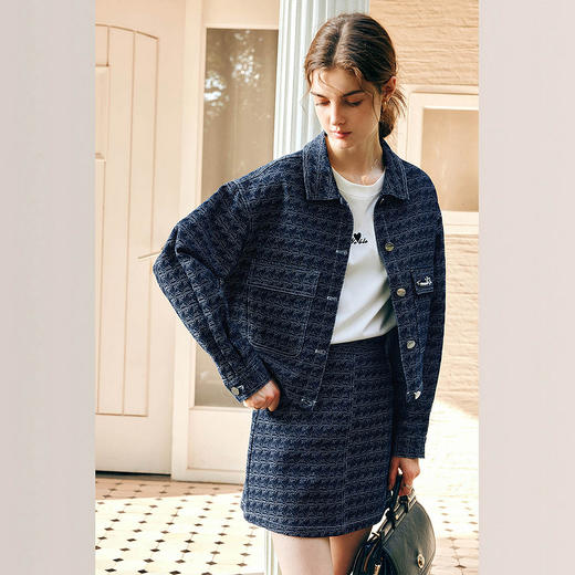 OLrain欧芮儿时尚套装女春季2025年新款小香风牛仔外套半裙两件套 商品图3