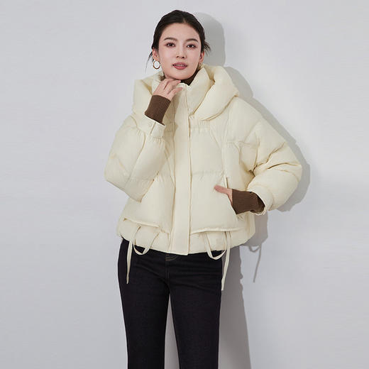 【高货wl】全新升级【铂金会员569/天猫769/差价200】(15132)洛诗琳白鸭绒短款面包服休闲通勤连帽外套冬款羽绒服女 商品图0
