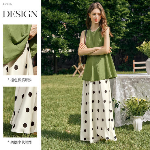 OLrain欧芮儿黑白波点半身裙女冬季2024年新款法式复古高腰A字裙 商品图2