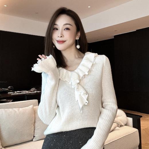 PIANAI冷小姐# 温柔系荷叶边羊毛毛衣 商品图0