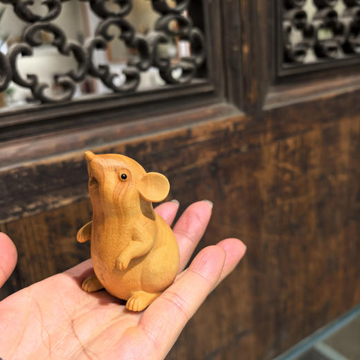 新款小老鼠°黄杨摆件 商品图2
