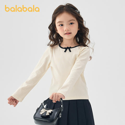 巴拉巴拉童装女童T恤儿童2025春装新款长袖上衣甜美条纹针织内搭 商品图1