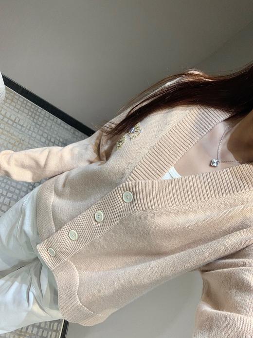 缪缪24FW秋冬新品珠钻字母logo长袖小开衫复古少女系风格（UY*DQJB) 商品图4