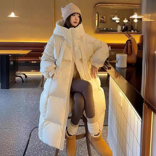 丁摩 大被子过膝羽绒服女连帽加厚飘带长款外套ZCZO 商品图1