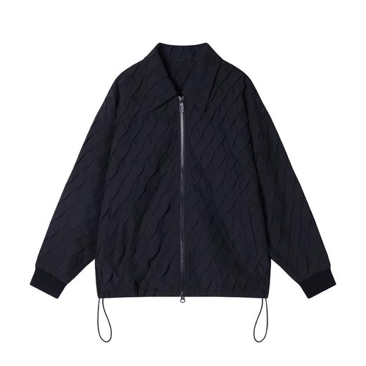 23289秋季新款褶皱格子情侣复古潮流宽松翻领百搭长袖休闲男外套 商品图1