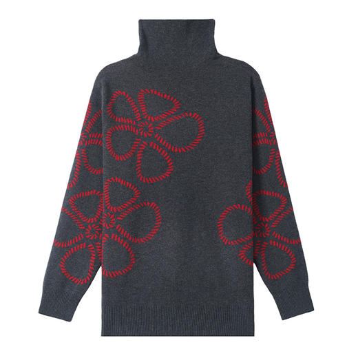 CC-SYX-9033针织衫女堆堆领打底衫2024年秋冬新款上衣时髦洋气大码毛衣 商品图4